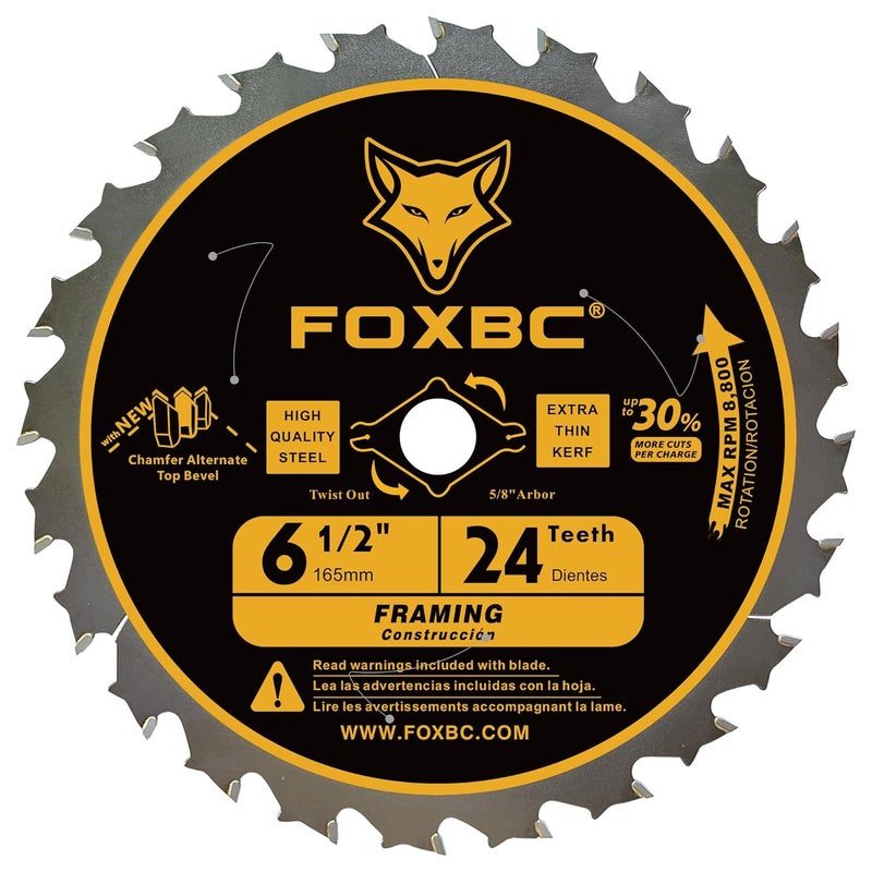 FOXBC 6-1/2 inch Circular Saw Blade 24T 60T Combo Pack, Wood Cutting, Thin-Kerf with 5/8" Arbor - Image 2